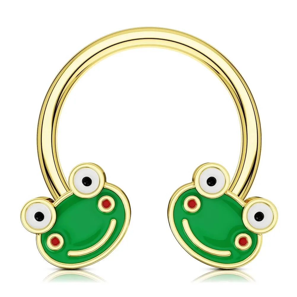 16G Smiling Green Big Eyes Frog Septum Ring