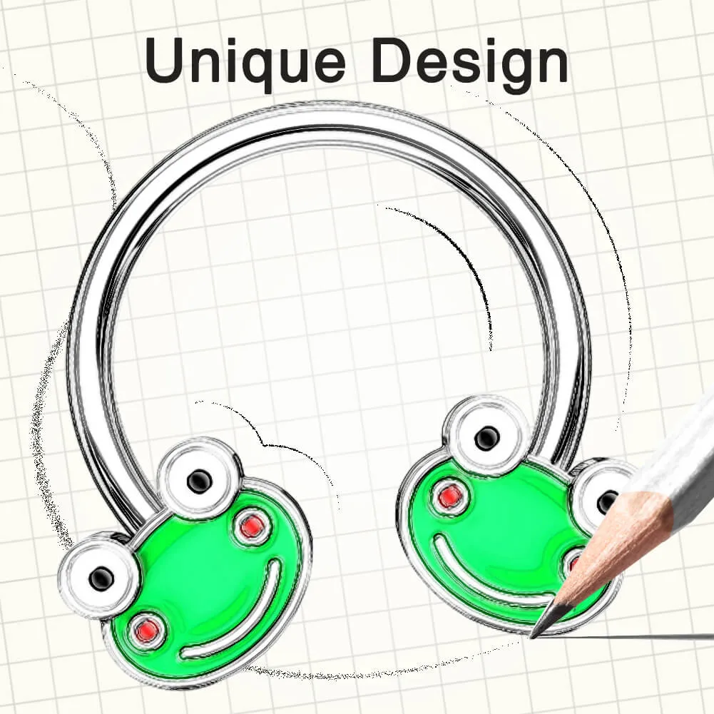 16G Smiling Green Big Eyes Frog Septum Ring