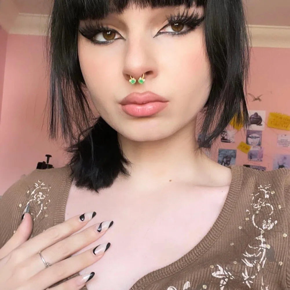16G Smiling Green Big Eyes Frog Septum Ring
