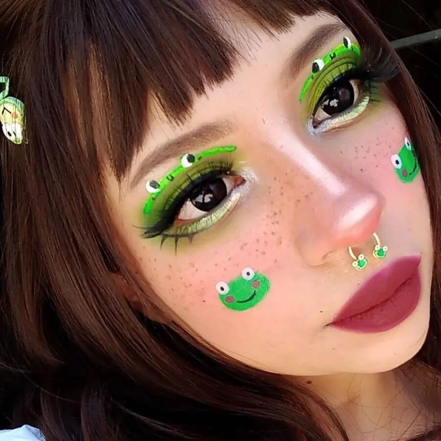 16G Smiling Green Big Eyes Frog Septum Ring