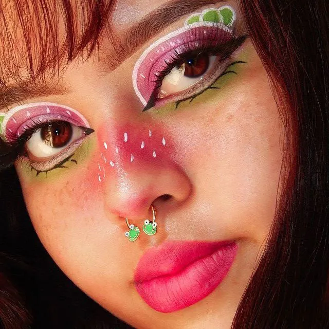 16G Smiling Green Big Eyes Frog Septum Ring
