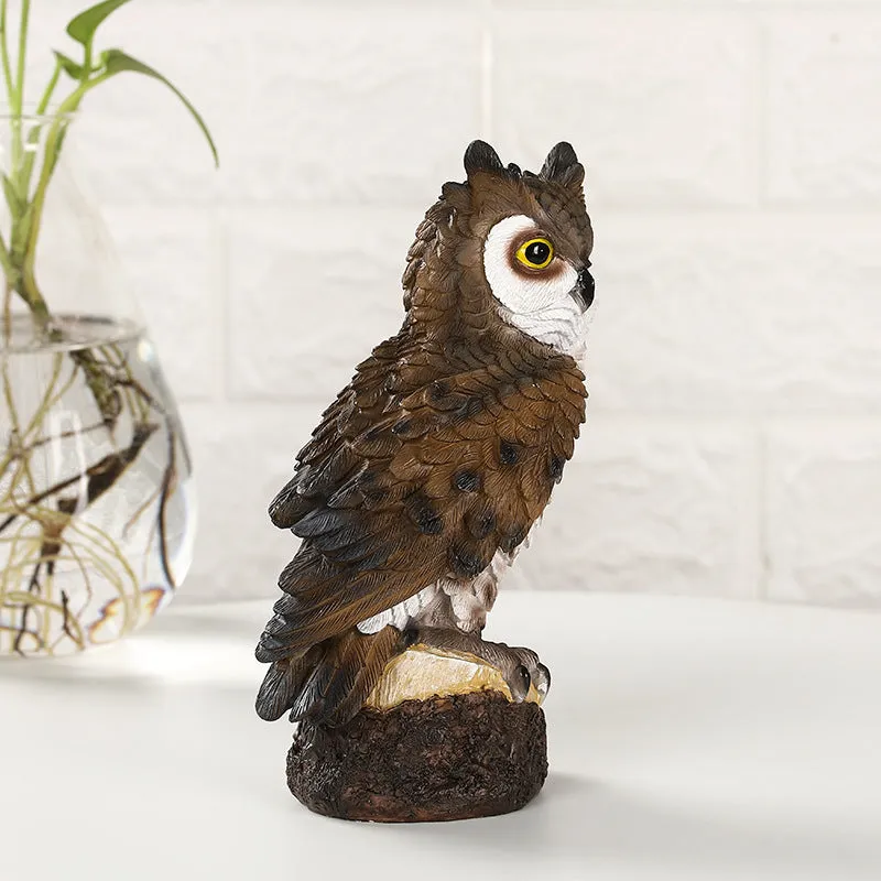 17cm Brown Gray Garden Owl Resin Statue Crafts for Yard Balcony Decoration