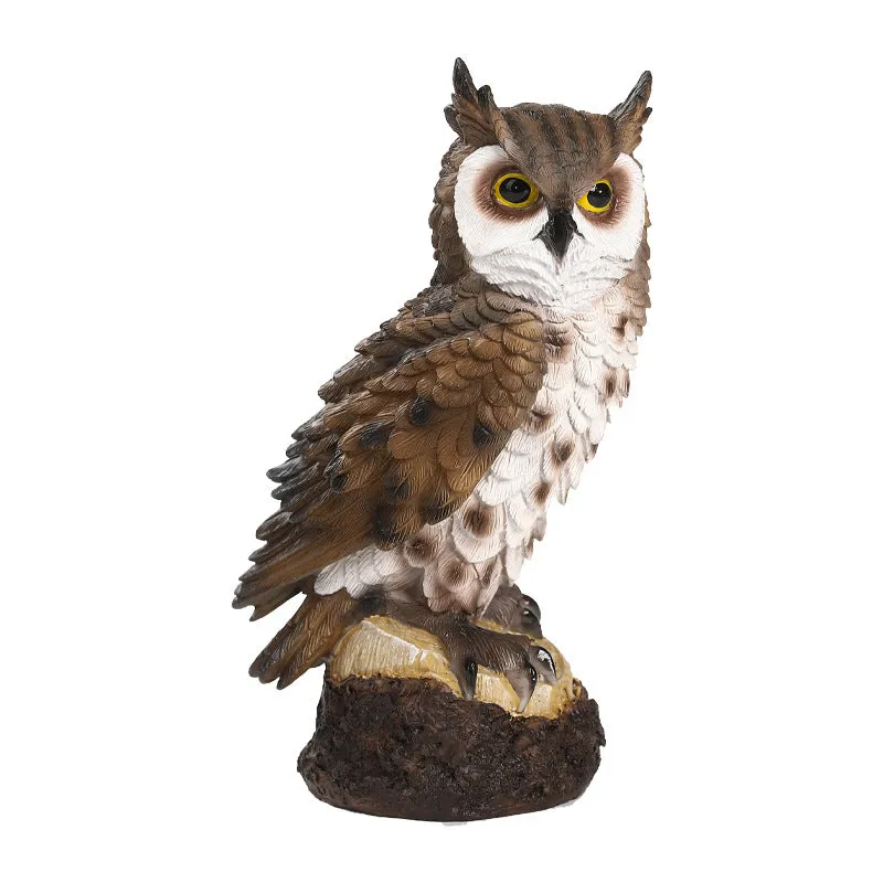 17cm Brown Gray Garden Owl Resin Statue Crafts for Yard Balcony Decoration