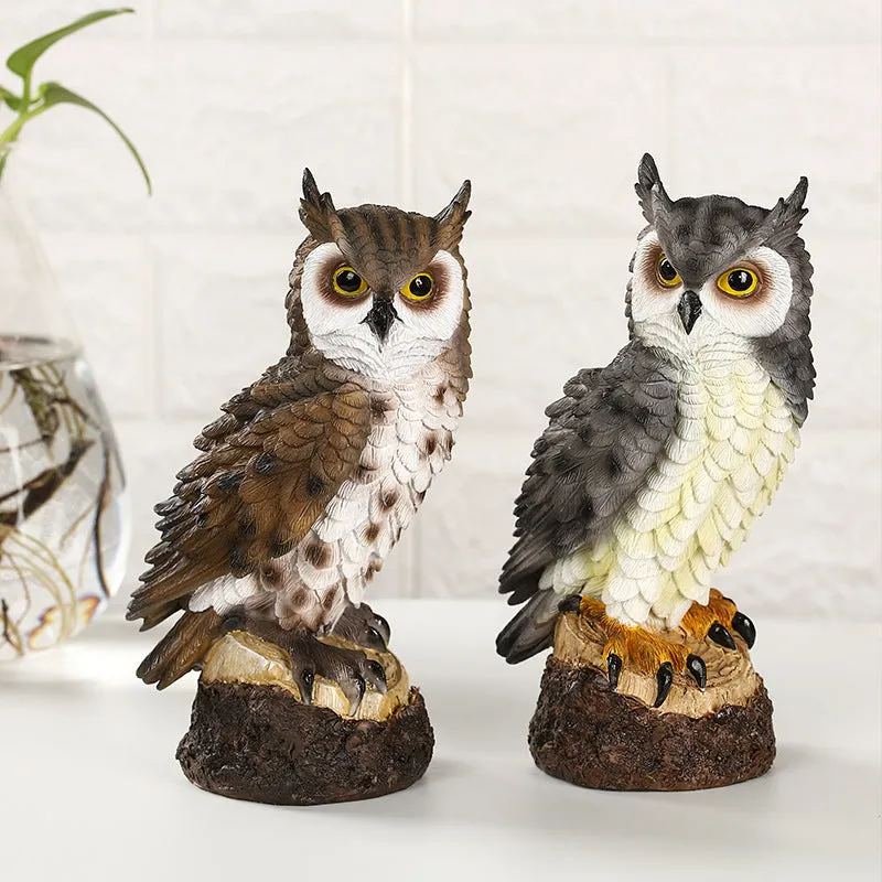 17cm Brown Gray Garden Owl Resin Statue Crafts for Yard Balcony Decoration