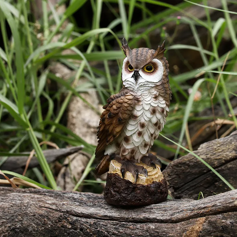 17cm Brown Gray Garden Owl Resin Statue Crafts for Yard Balcony Decoration
