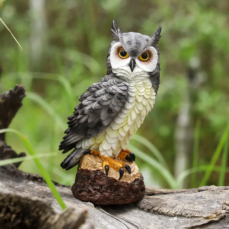 17cm Brown Gray Garden Owl Resin Statue Crafts for Yard Balcony Decoration