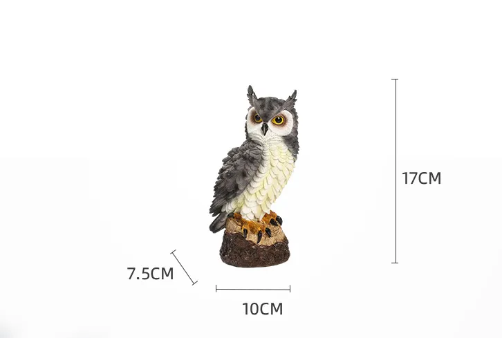 17cm Brown Gray Garden Owl Resin Statue Crafts for Yard Balcony Decoration
