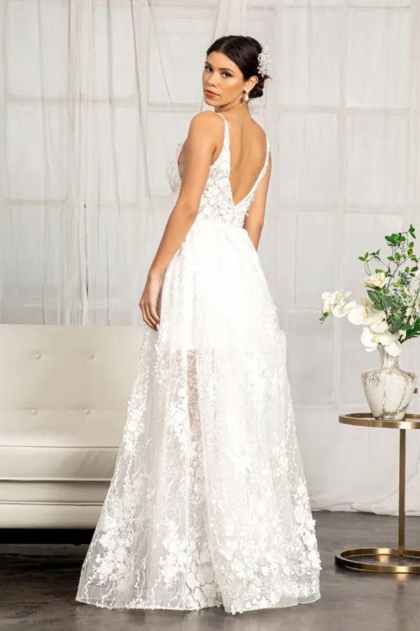 3D Floral High Low Wedding Dress by Elizabeth K GL1984