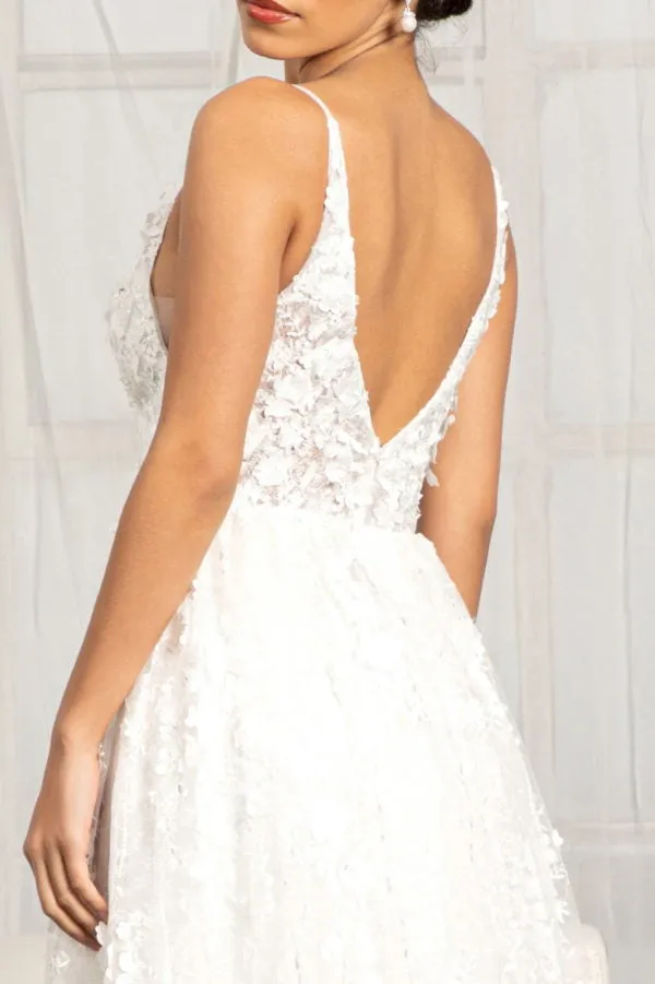 3D Floral High Low Wedding Dress by Elizabeth K GL1984