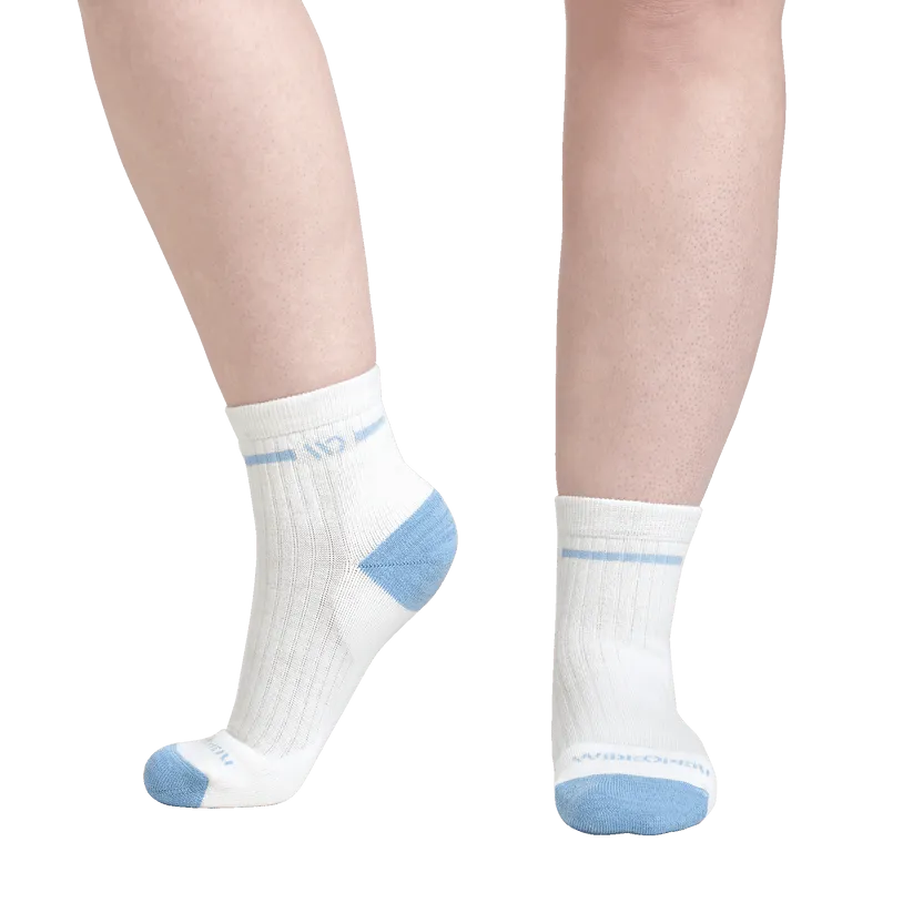 9501 Women's Single Stripe Cushioned Quarter Socks by Wide Open
