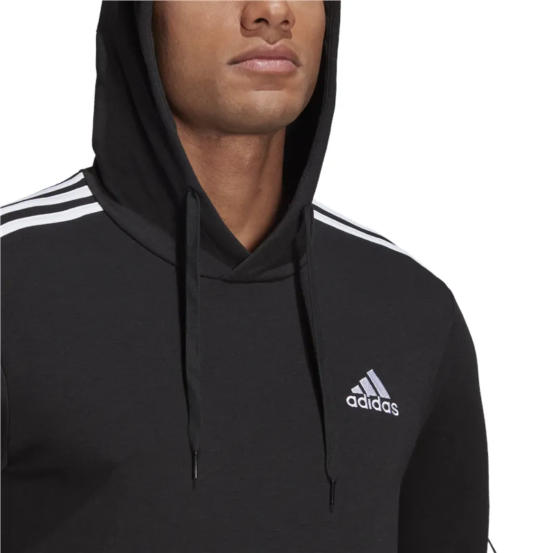 adidas Essentials French Terry 3 Stripe Hoodie - Mens - Black/White