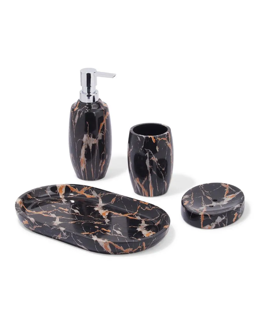 Antique Soap Dispenser, Tray, Soap Dish & Tumbler Bath Set | Set of 4 Pcs