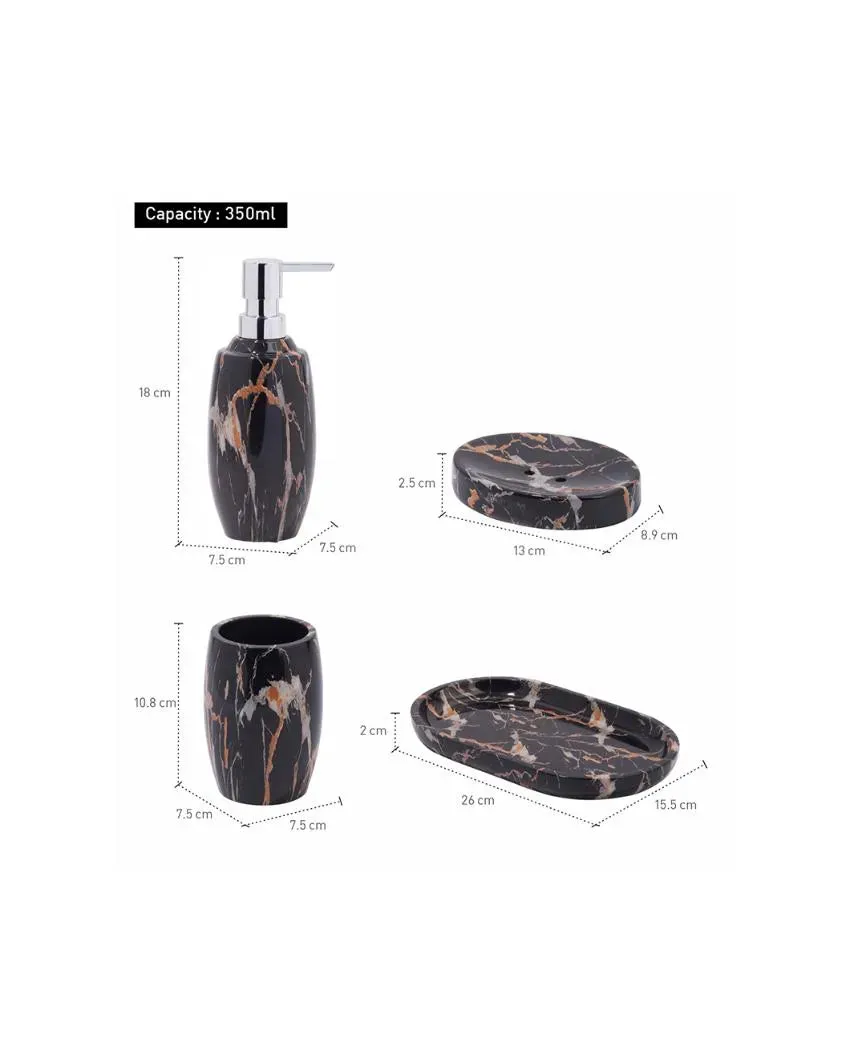 Antique Soap Dispenser, Tray, Soap Dish & Tumbler Bath Set | Set of 4 Pcs