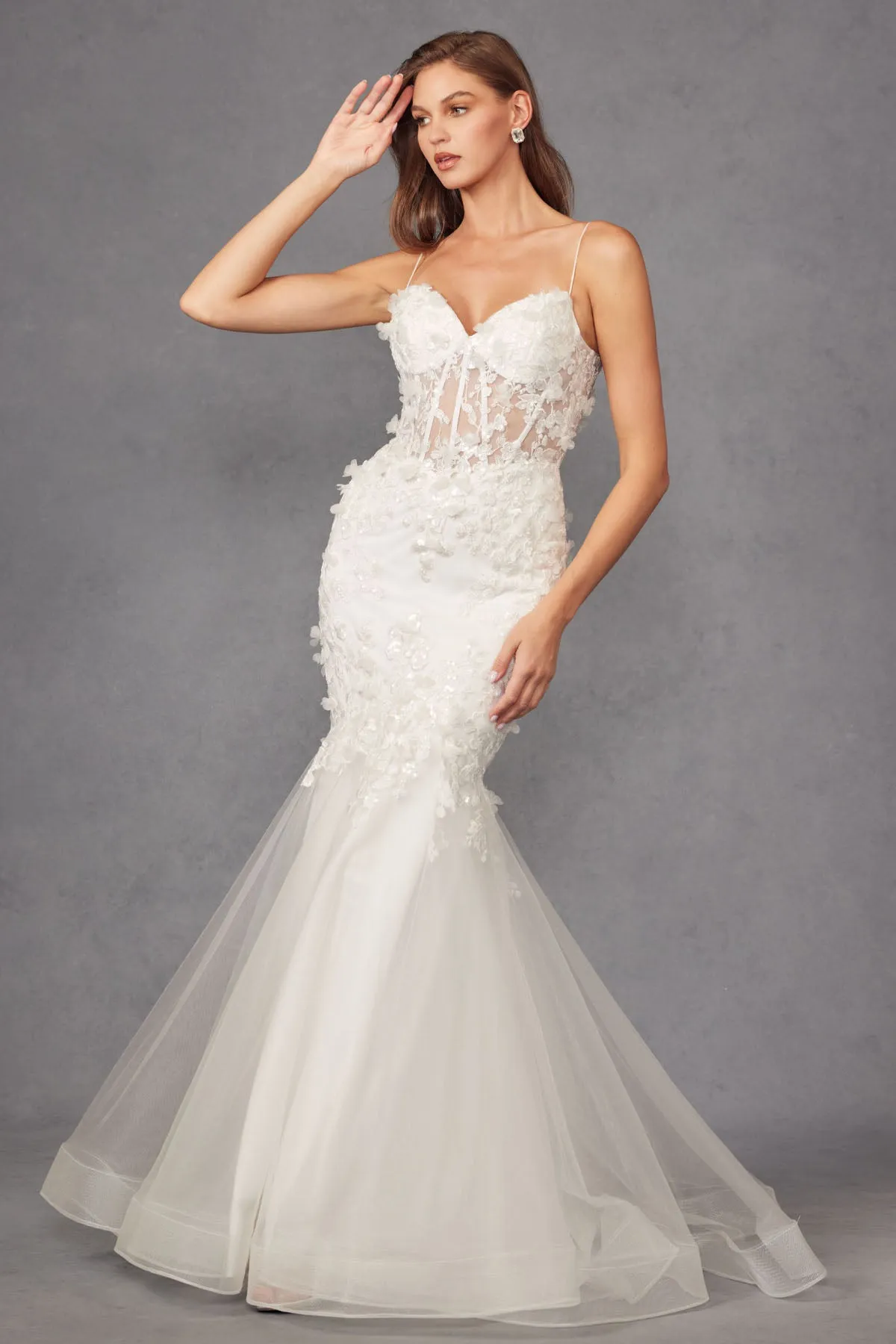 Applique Sleeveless Bridal Mermaid Dress by Juliet JT2469KW