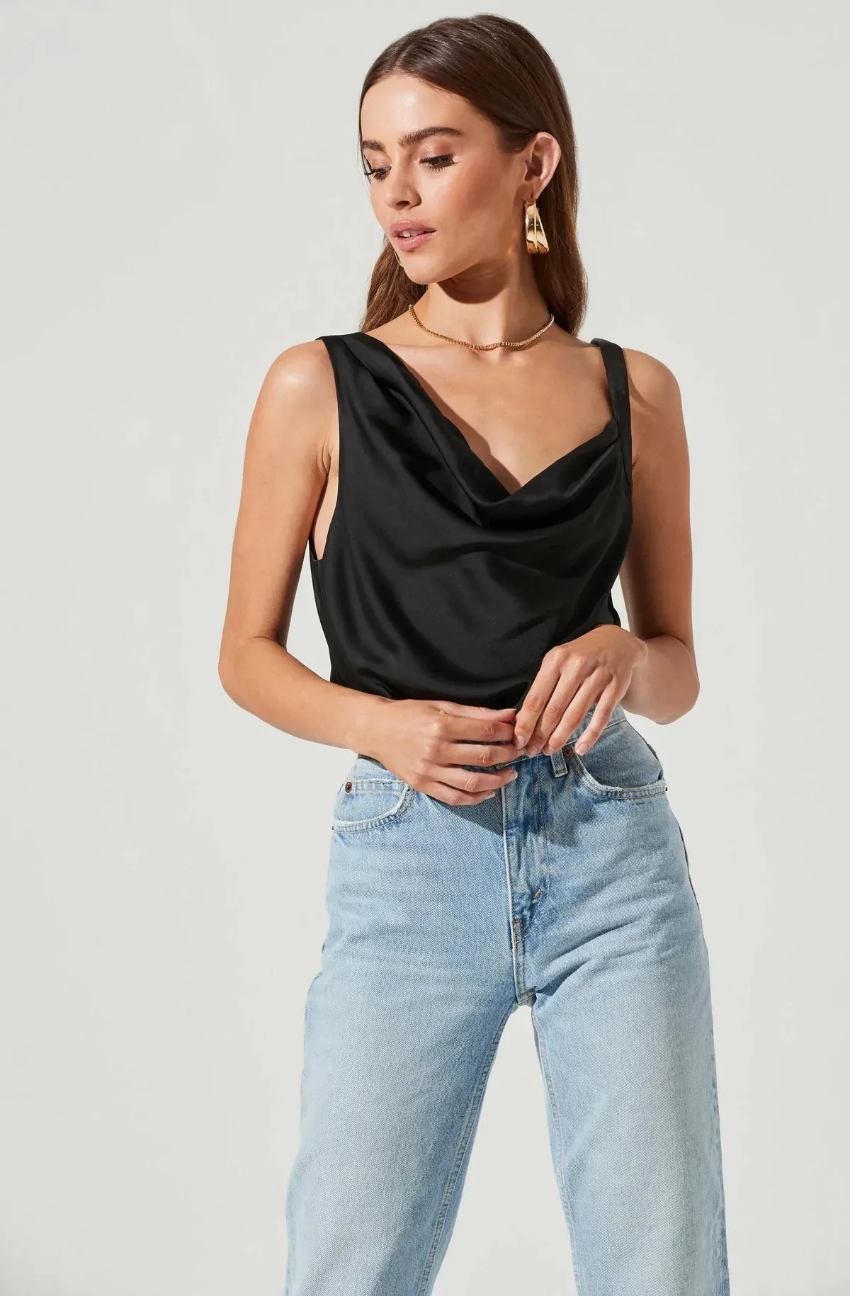 ASTR the label Cowl Neck Draped One Piece (M)
