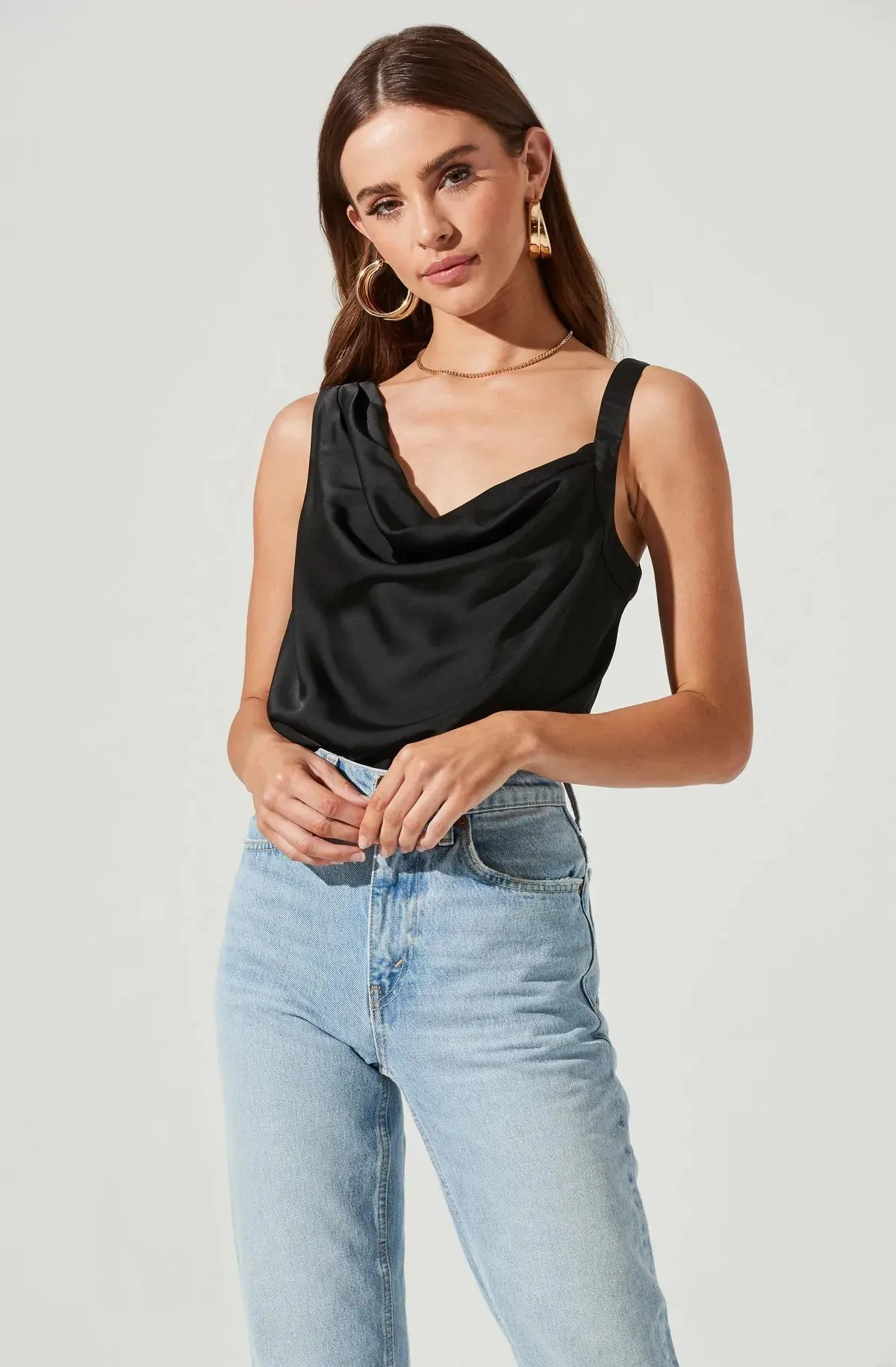 ASTR the label Cowl Neck Draped One Piece (M)
