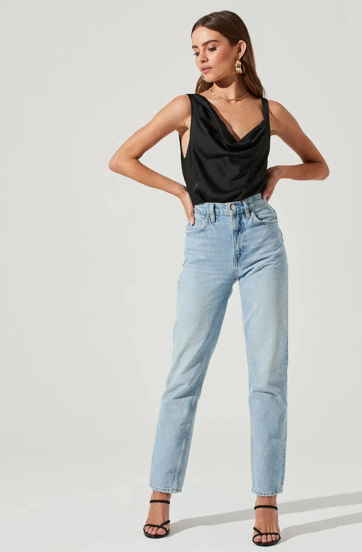 ASTR the label Cowl Neck Draped One Piece (M)