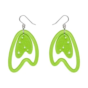 Atomic Boomerang Drop Earrings - Green