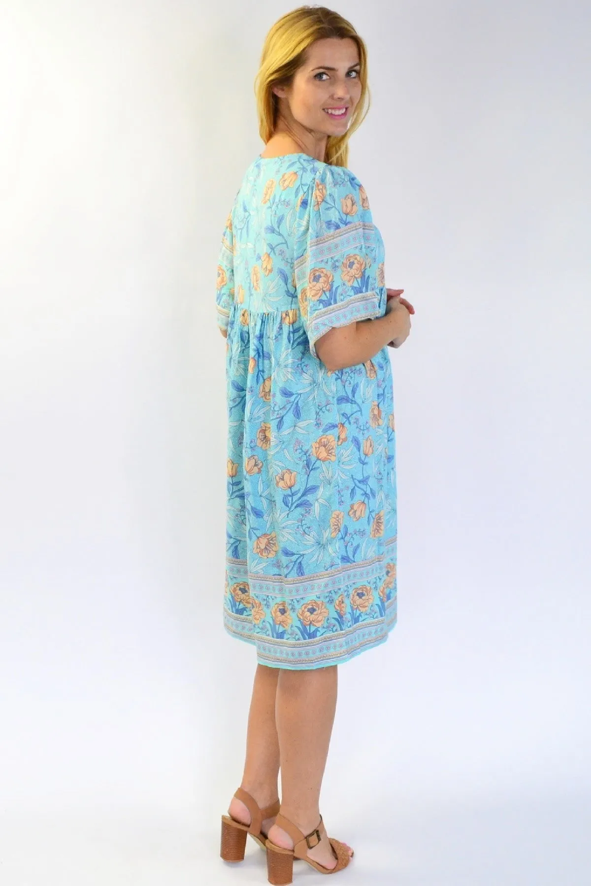 Baby Doll Bouquet Bell Sleeve Tunic Dress