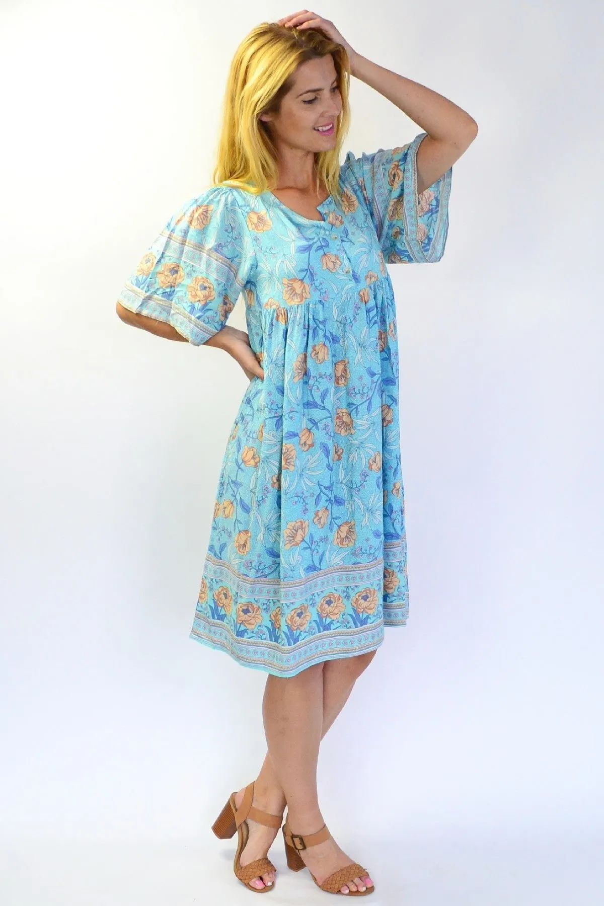 Baby Doll Bouquet Bell Sleeve Tunic Dress