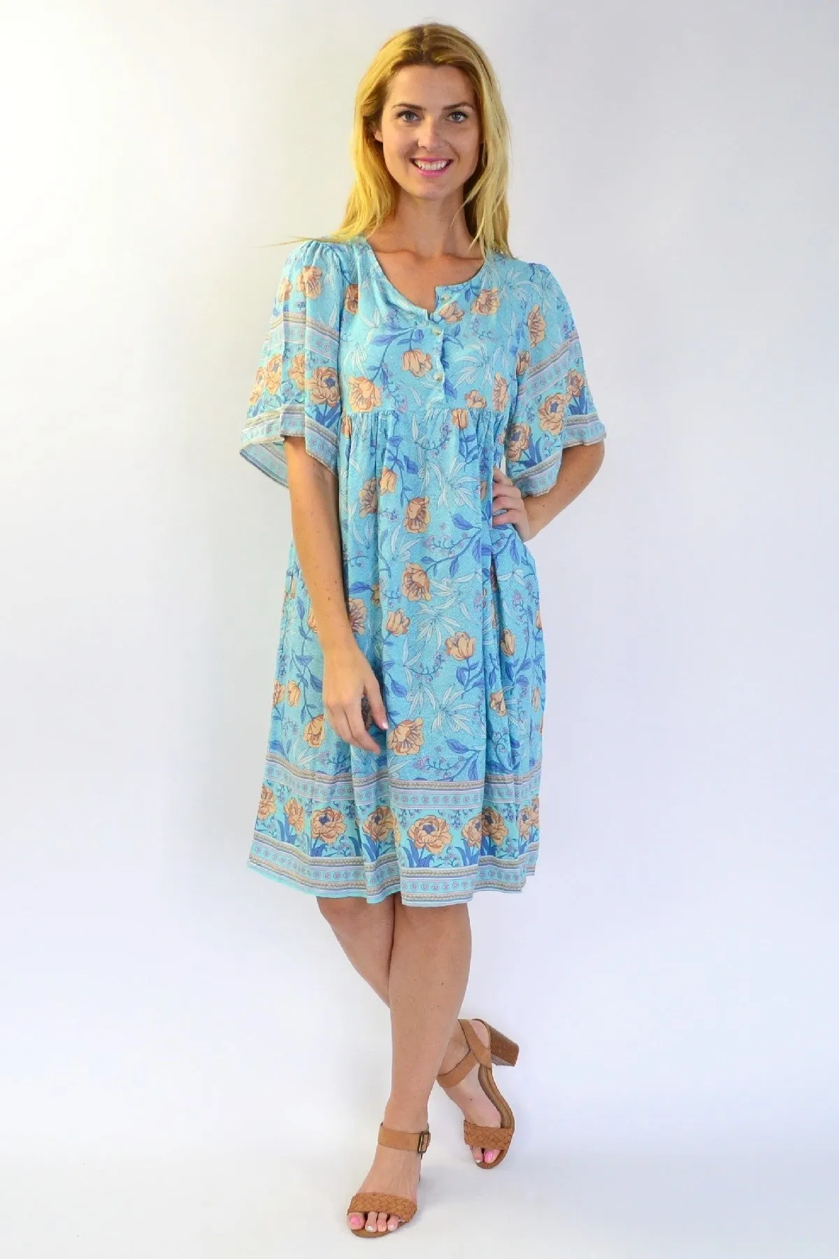 Baby Doll Bouquet Bell Sleeve Tunic Dress