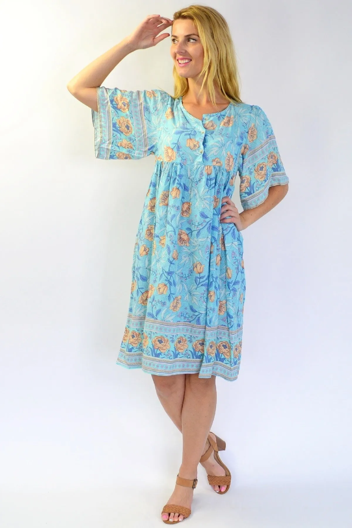 Baby Doll Bouquet Bell Sleeve Tunic Dress
