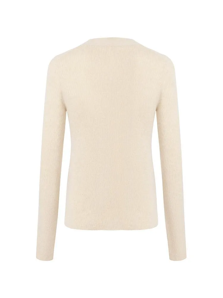 Beige Seamless Cashmere Cardigan