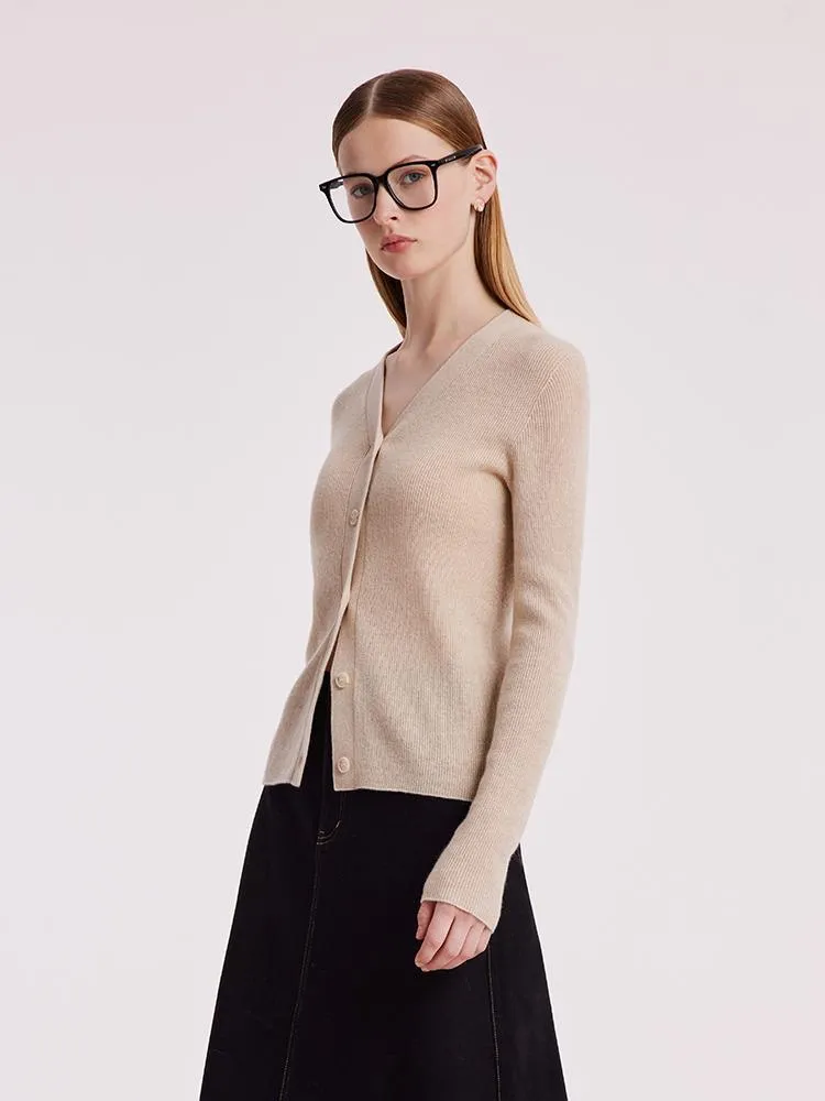 Beige Seamless Cashmere Cardigan