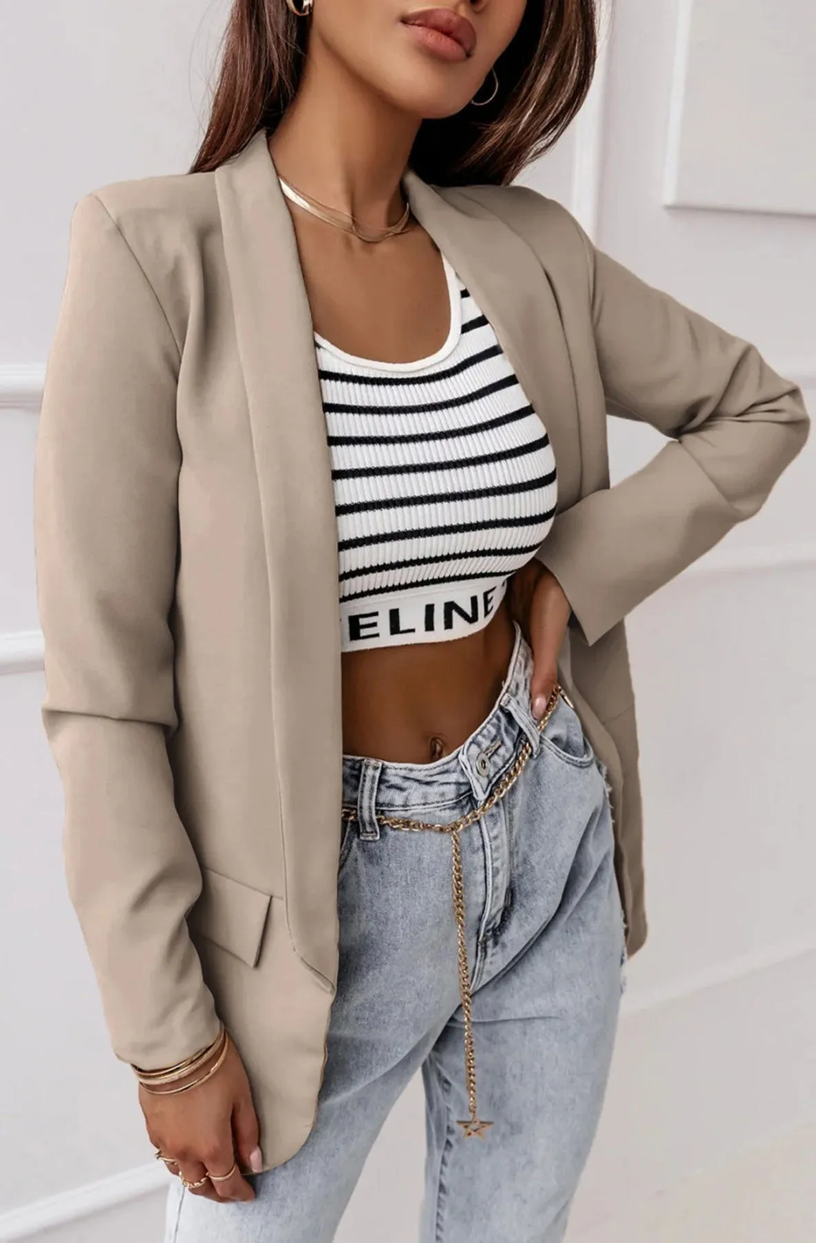 Carerra Oversized Blazer Jacket-Stone