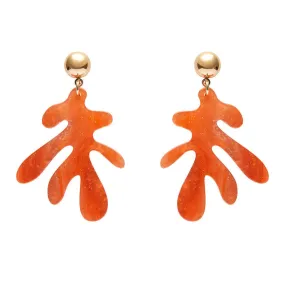 Coral Ripple Glitter Drop Earrings - Orange