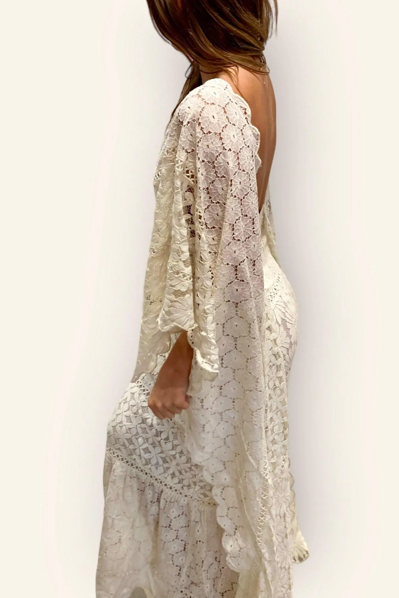 Cream Maxi Kaftan Dress Swansong