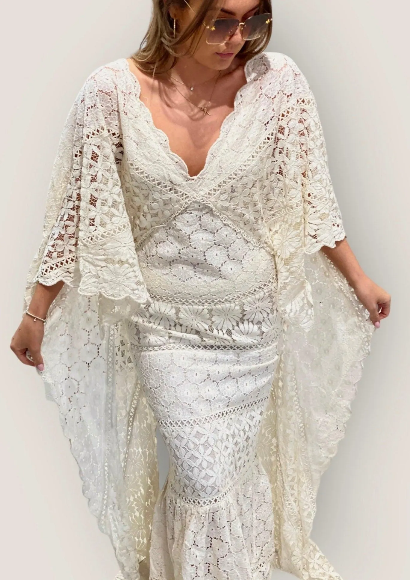 Cream Maxi Kaftan Dress Swansong