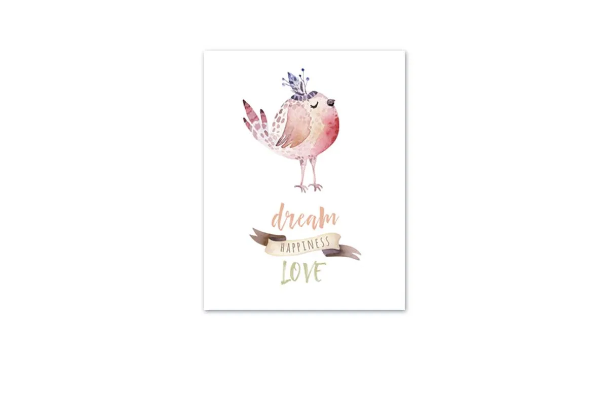 Cute Boho Bird | | Canvas Wall Art Print