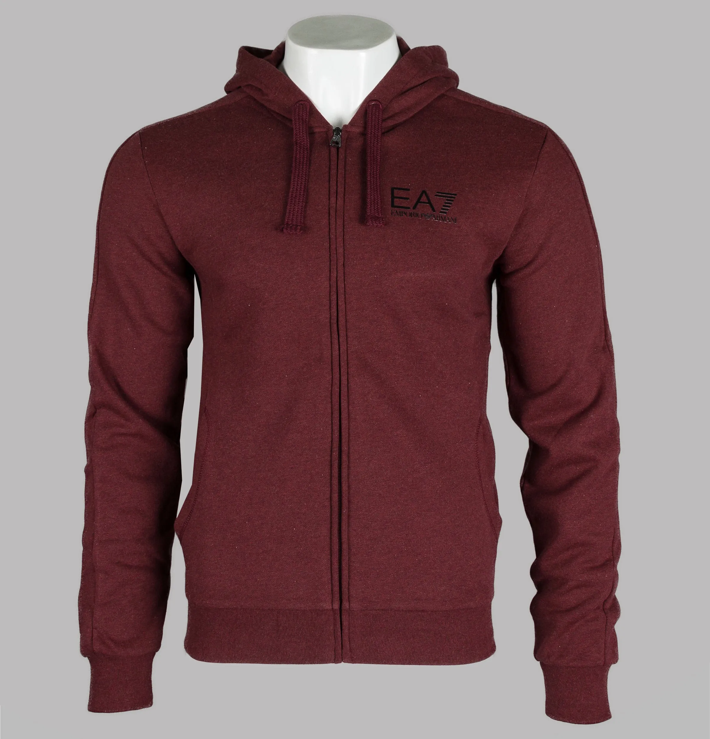 EA7 Full Zip Hooded Sweatshirt Burgundy