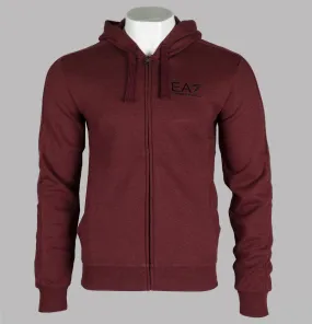 EA7 Full Zip Hooded Sweatshirt Burgundy