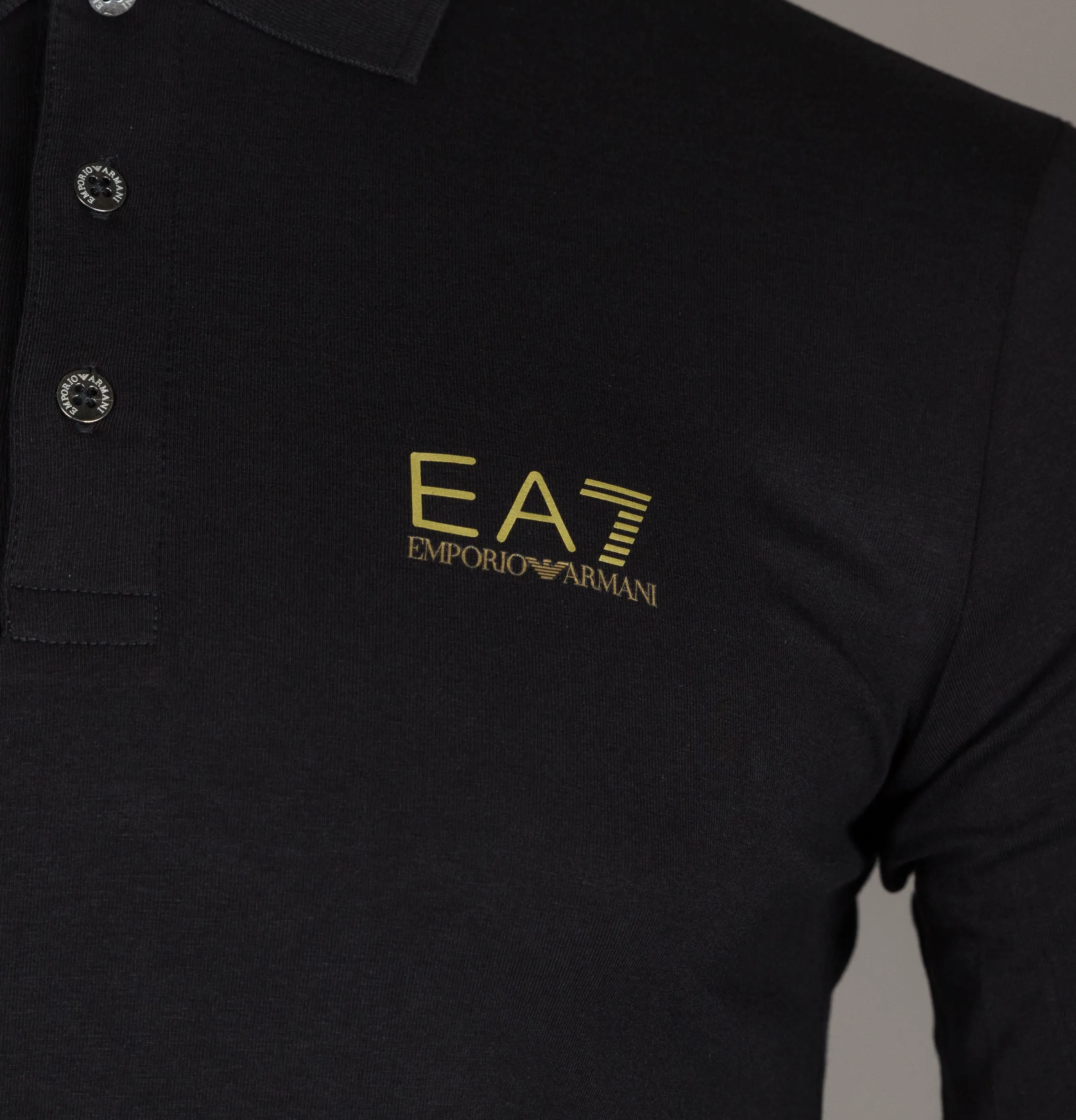 EA7 L/S Jersey Polo Shirt Black/Gold