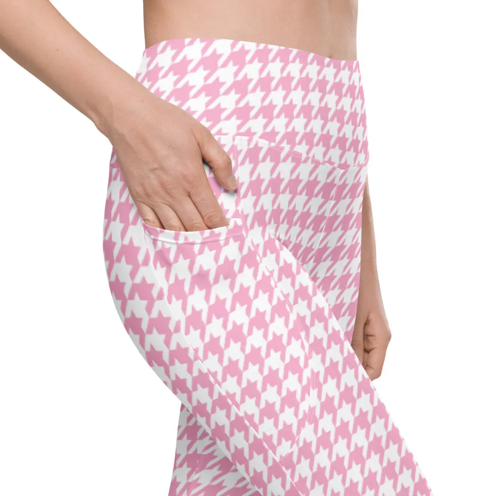 ELEVATED ESSENTIALS, THE PERFECT SIDE POCKET LEGGING PINK HOUNDSTOOTH