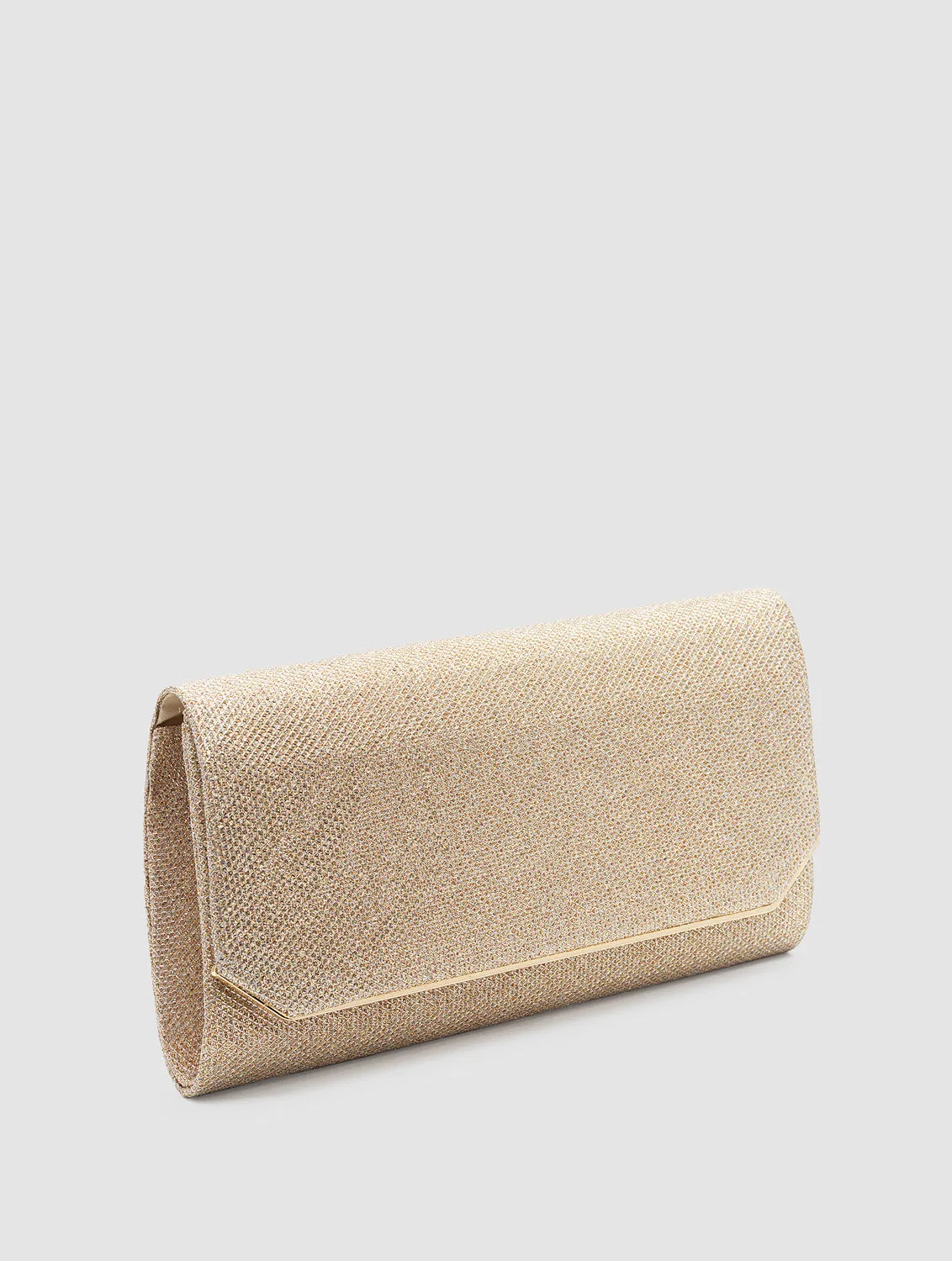 Glitter Mesh Geometric Flapover Bag
