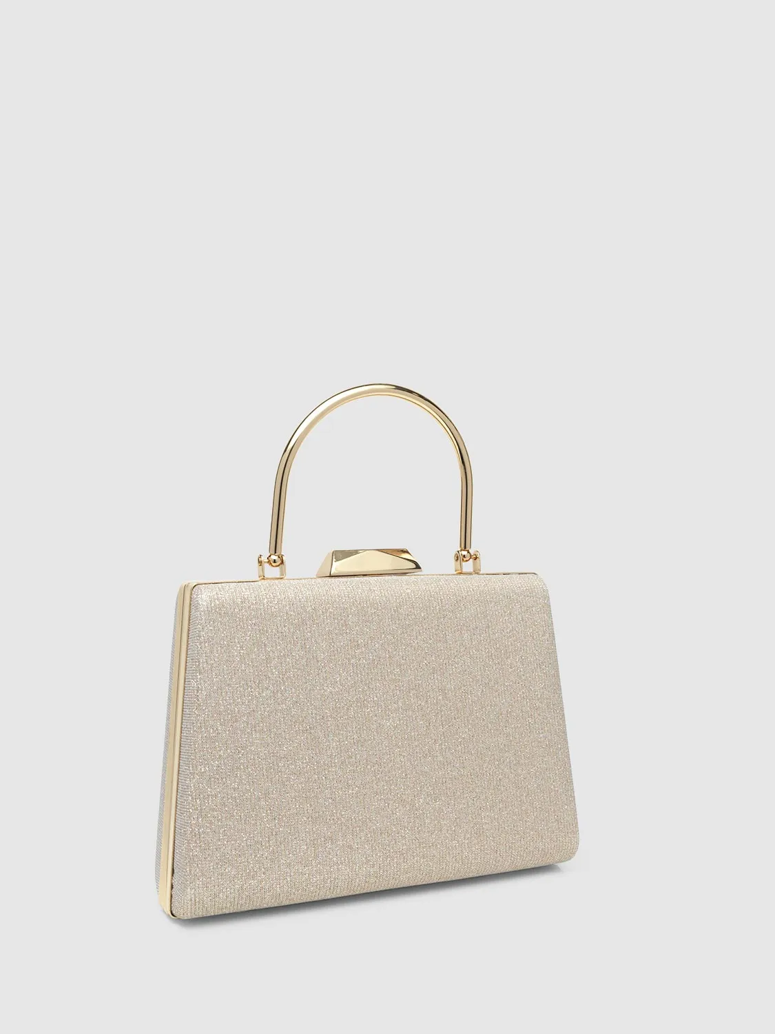 Glitter Minaudiere With Top Handle