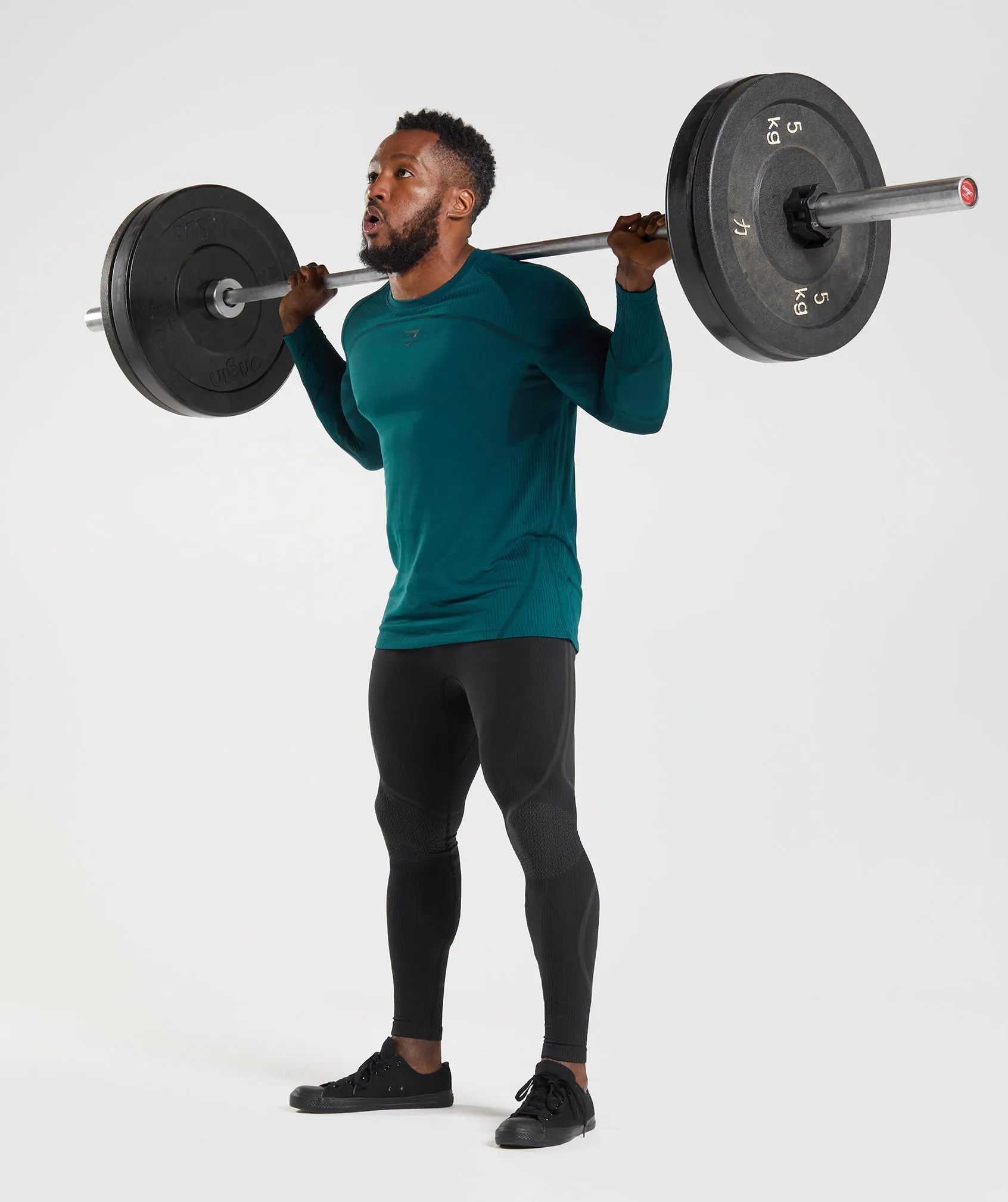 Gymshark 315 LS Seamless T-Shirt - Winter Teal/Black
