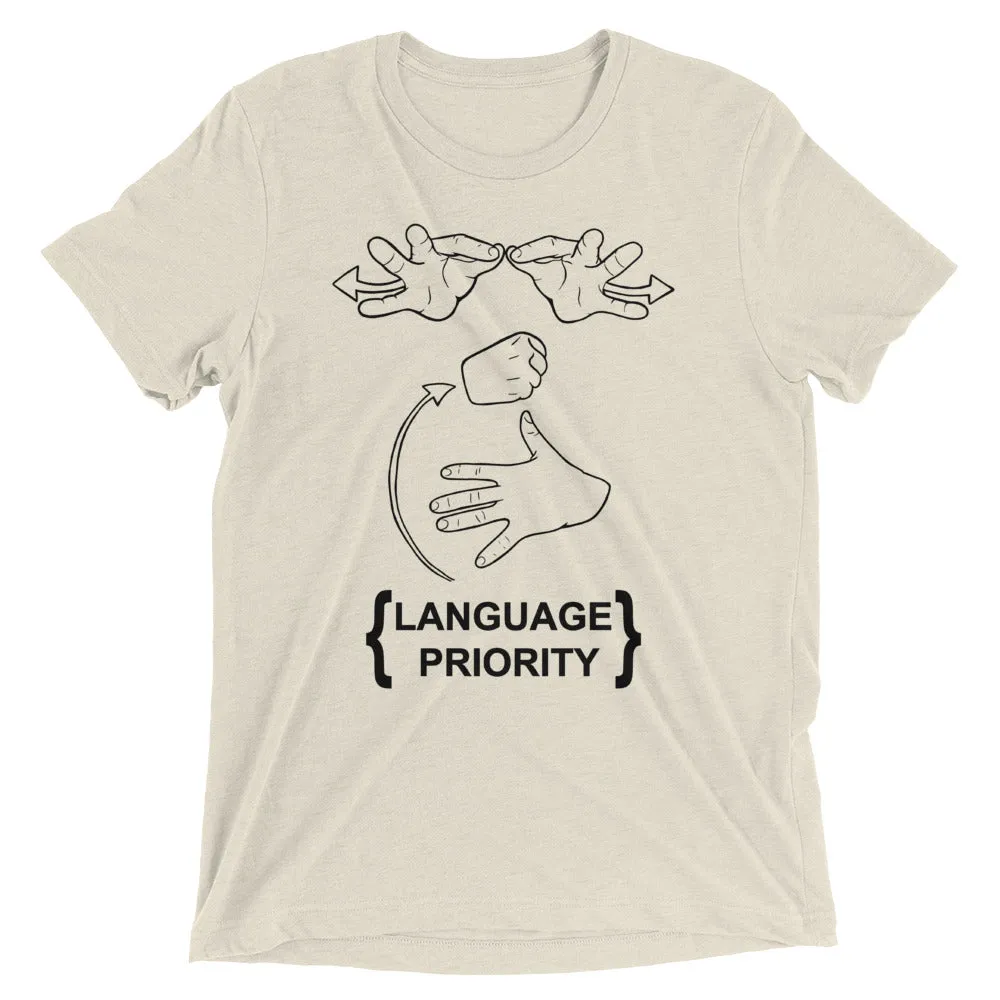 Language Priority Short Sleeve T-shirt (Tri-blend)
