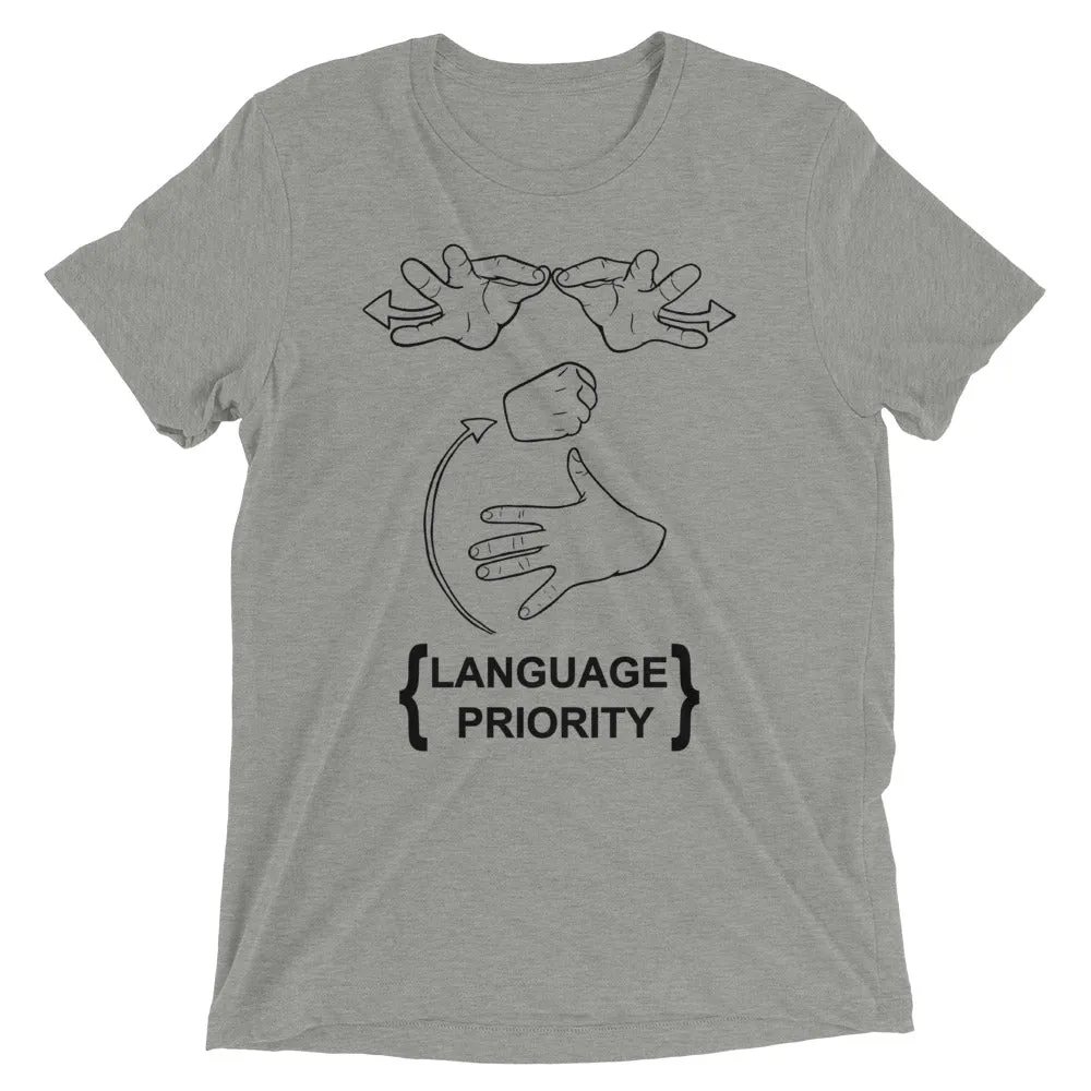 Language Priority Short Sleeve T-shirt (Tri-blend)