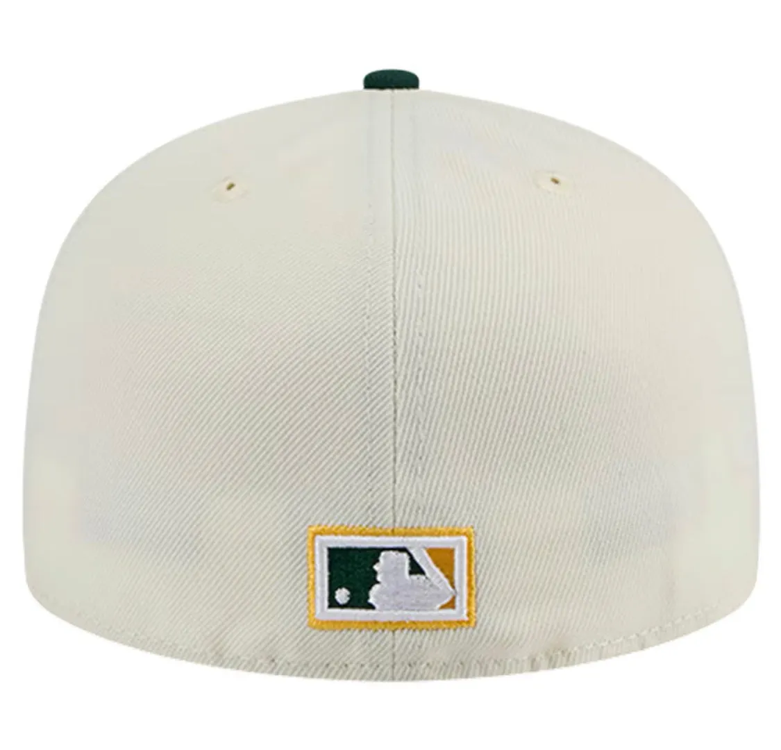 New Era 59FIFTY Cream Cooperstown Collection Chrome Oakland Athletics Fitted