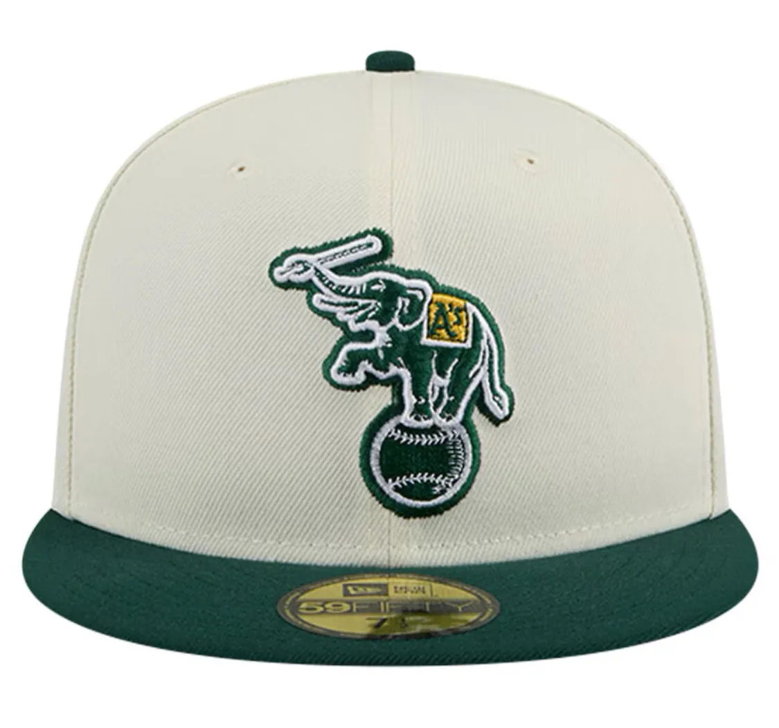 New Era 59FIFTY Cream Cooperstown Collection Chrome Oakland Athletics Fitted
