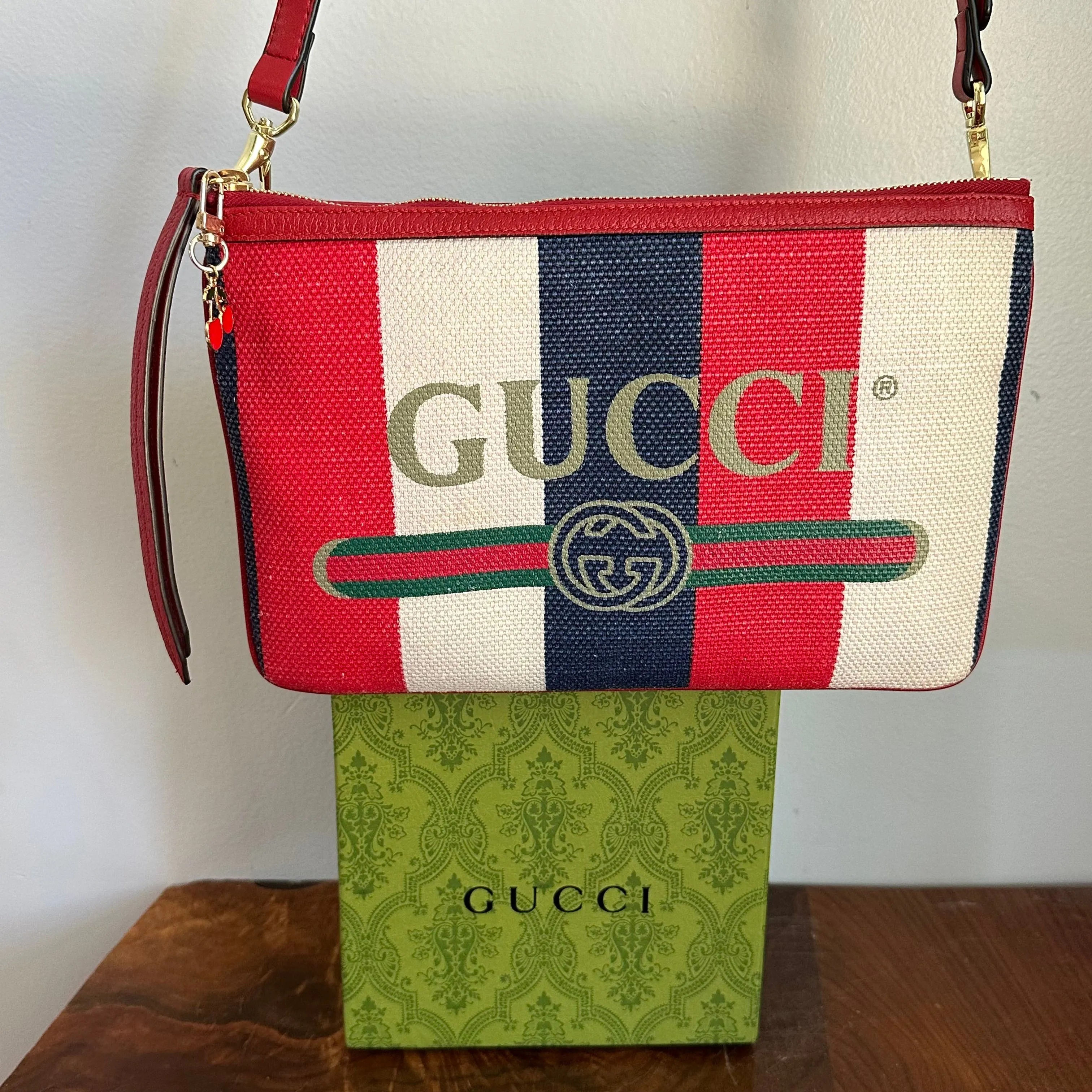 The Junco Crossbody - Red/White/Blue Vintage Gucci GG