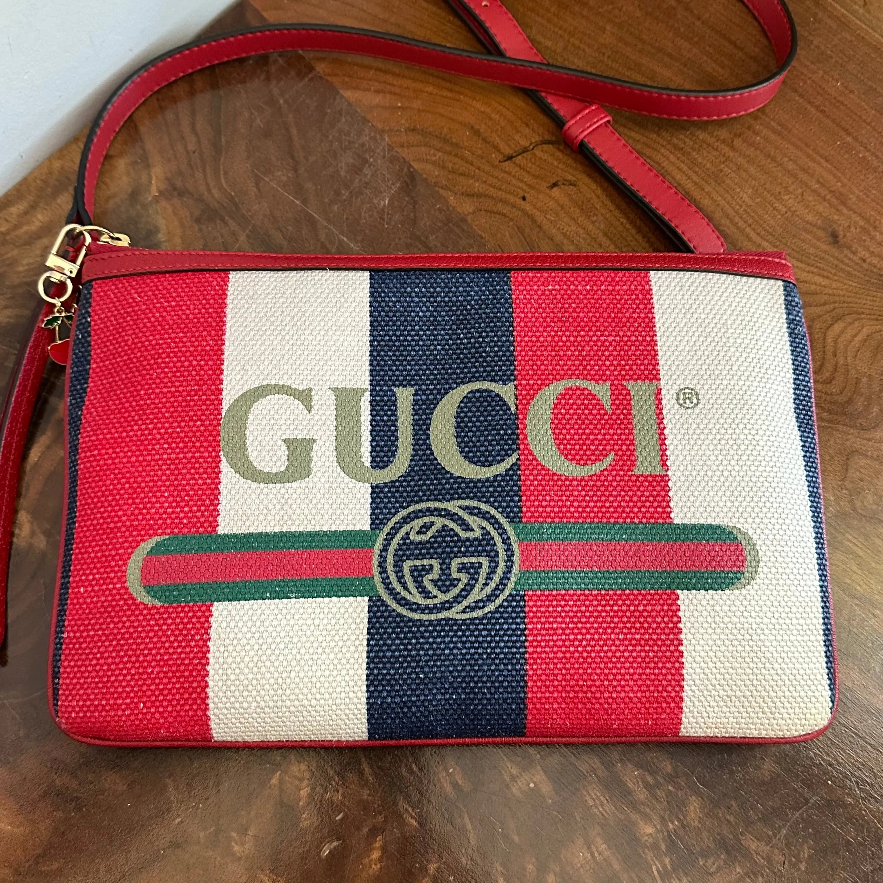 The Junco Crossbody - Red/White/Blue Vintage Gucci GG